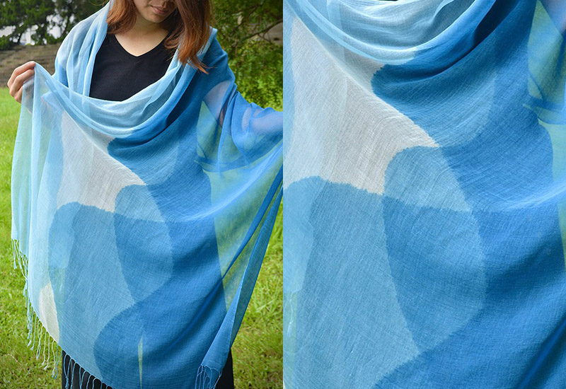 山鄉組曲— 天然藍靛多層次疊染棉圍巾